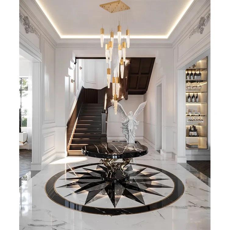 Bethel International Chandelier Gold Metal & Crystal