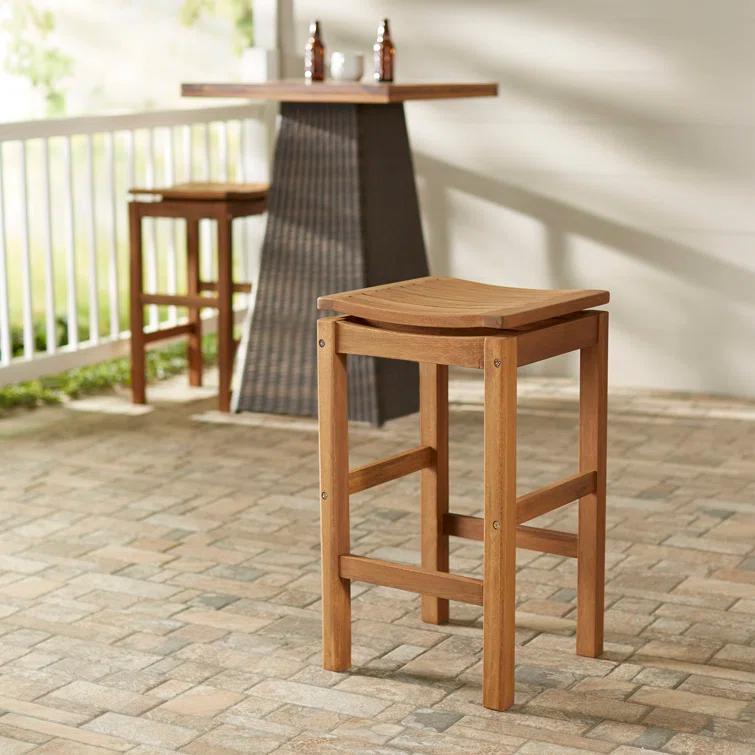 Benedetto 29.5'' Eucalyptus Backless Outdoor Bar Stool