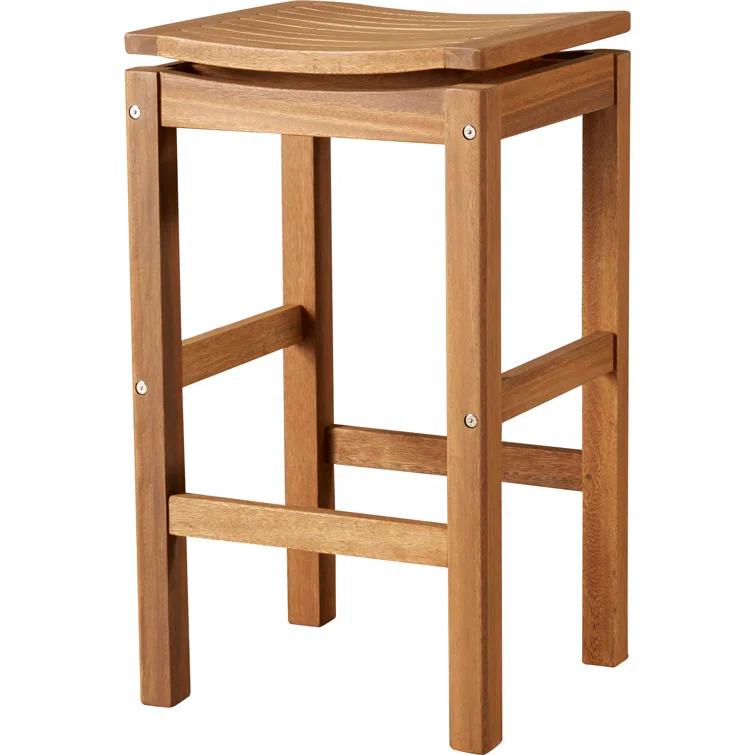 Benedetto 29.5'' Eucalyptus Backless Outdoor Bar Stool