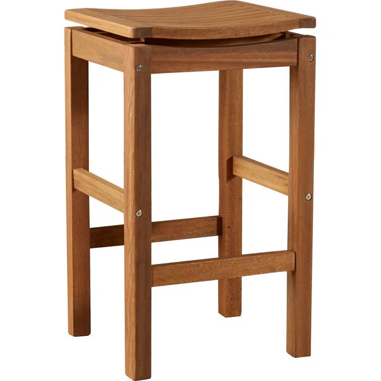 Benedetto 29.5'' Eucalyptus Backless Outdoor Bar Stool