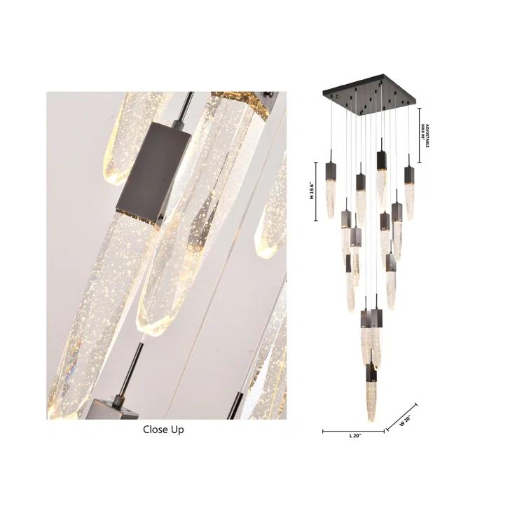 Bethel International Chandelier Black  Metal & Crystal
