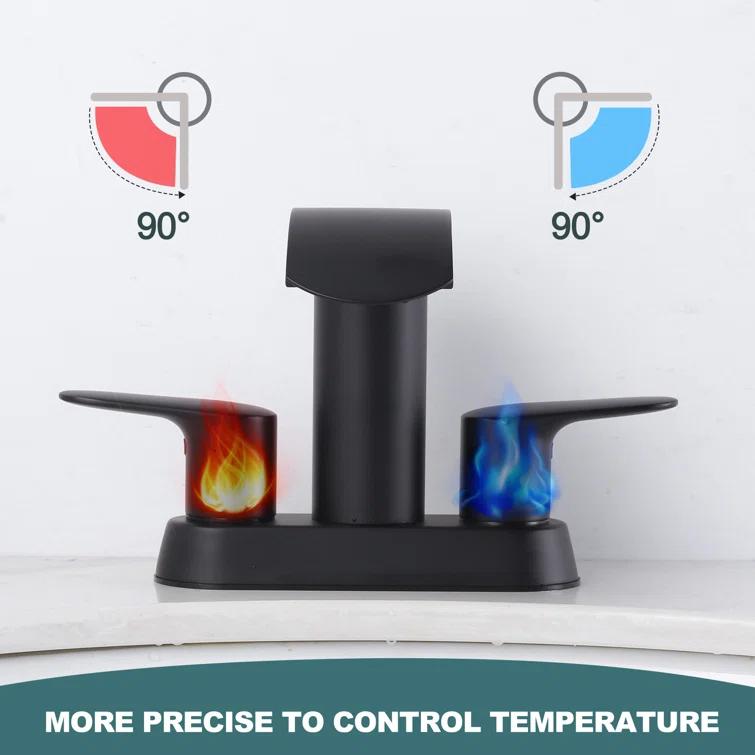 4-inch Centerset Double Handle Waterfall Bathroom Sink Faucet with Pop-up Drain Kit