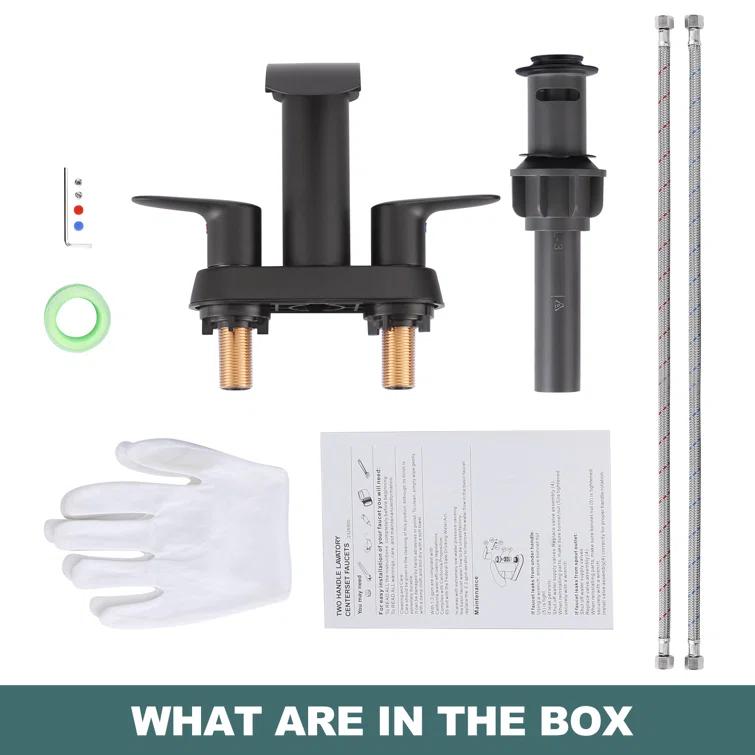 4-inch Centerset Double Handle Waterfall Bathroom Sink Faucet with Pop-up Drain Kit