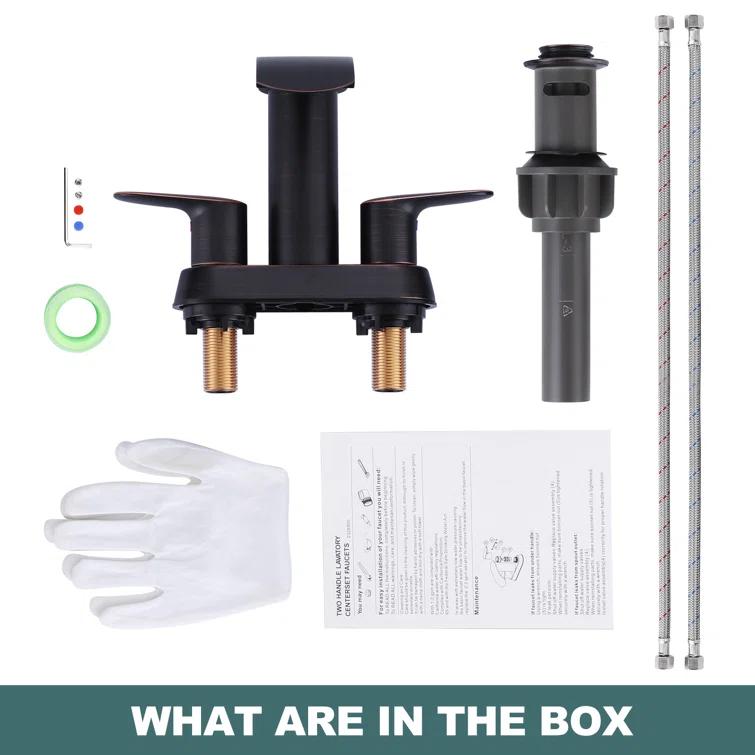 4-inch Centerset Double Handle Waterfall Bathroom Sink Faucet with Pop-up Drain Kit