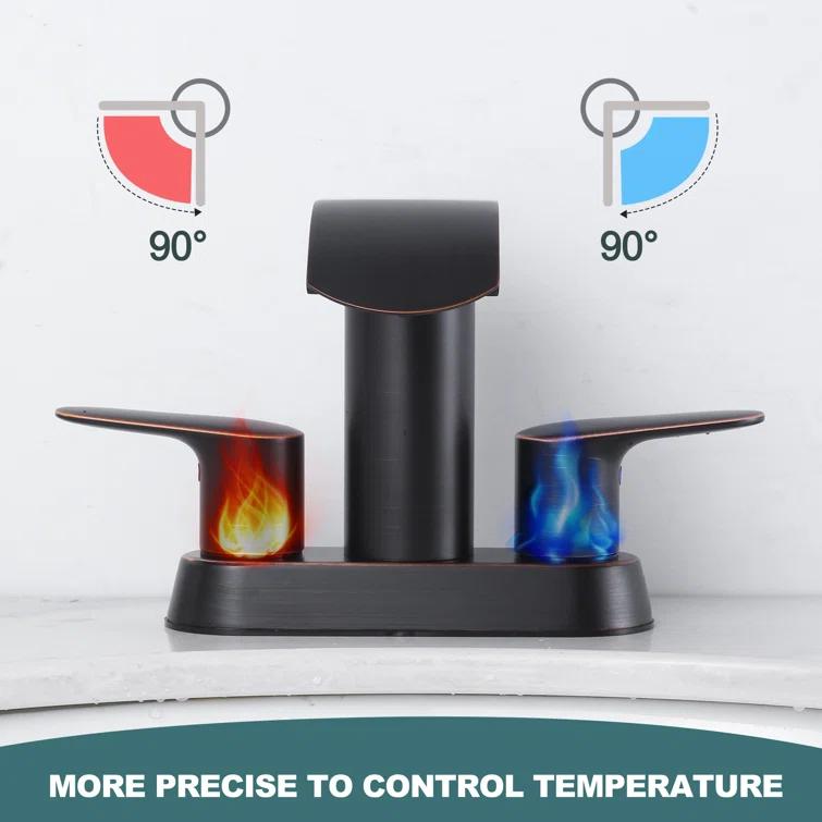 4-inch Centerset Double Handle Waterfall Bathroom Sink Faucet with Pop-up Drain Kit