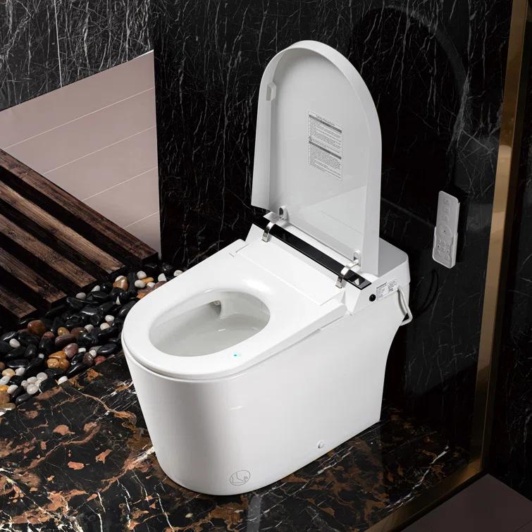 Auto Open/Close Tankless Smart Bidet Toilet with Auto Flush, Foot Sensor Function, Heated Seat,Dryer