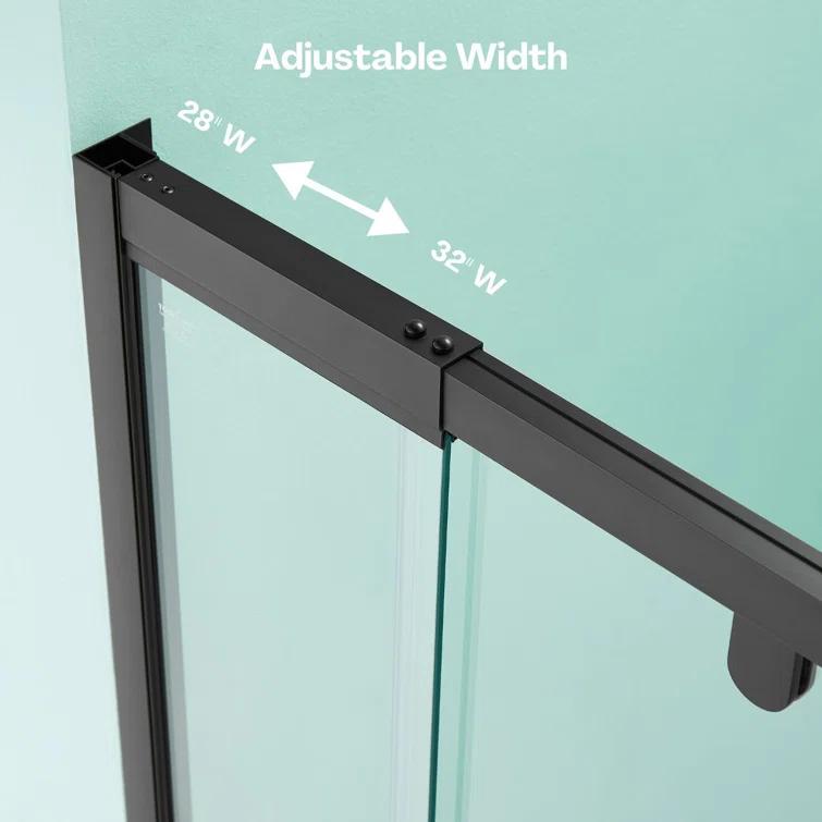 Waterpar WP1683871MB 38-42 in. W x 71 in. H Pivot Swing Semi-Frameless Shower Door With Clear Tempered Glass