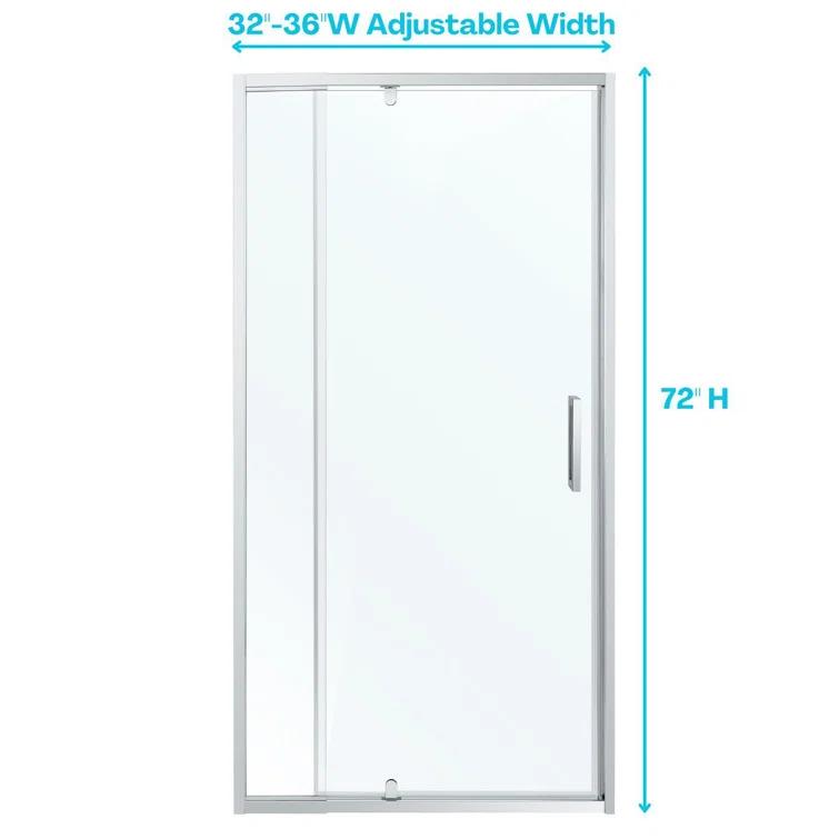 36 in.W - 72 in.H Pivot Shower Door with Clear Glass and Stainless Steel Handle