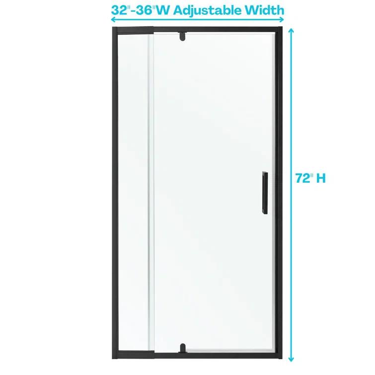 36 in.W - 72 in.H Pivot Shower Door with Clear Glass and Stainless Steel Handle
