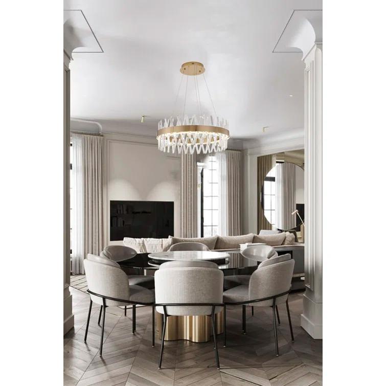 Bethel International LED Chandelier Gold Metal & Crystal