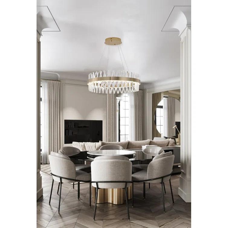 Bethel International LED Chandelier Gold Metal & Crystal