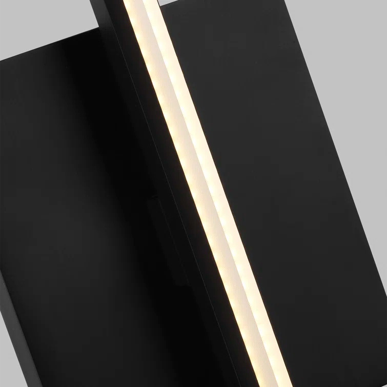 Slim Vertical Matte Black LED Wall Sconce with Acrylic Shade