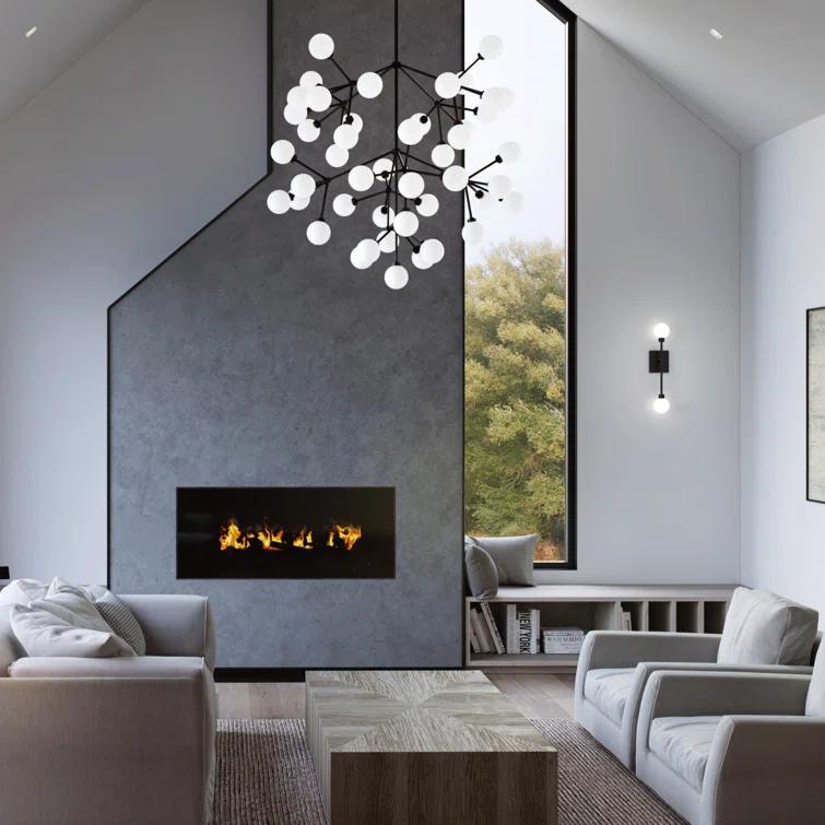 Mara Matte Black LED Wall Sconce with Frosted Glass Orbs