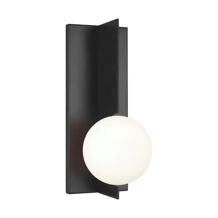 Mid-Century Modern Orbel Matte Black LED Glass Sconce