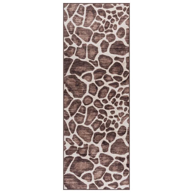Gertmenian Crystal Print Gavin Giraffe Brown Ivory Modern Animal Print Flat Pile Indoor Area Rug