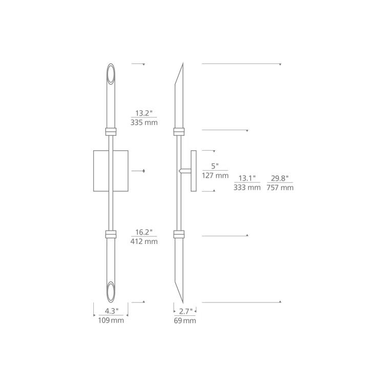 Spur Aged Brass Dimmable 2-Light LED Wall Sconce with Glass Shades
