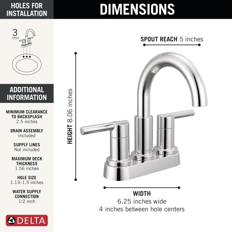 Nicoli Centerset Bathroom Faucet, 2-Handle Bathroom Sink Faucet