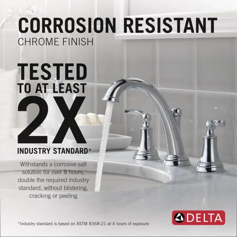 Woodhurst Widespread Bathroom Faucet 3 Hole, 2-handle Bathroom Sink Faucet with Drain Assembly