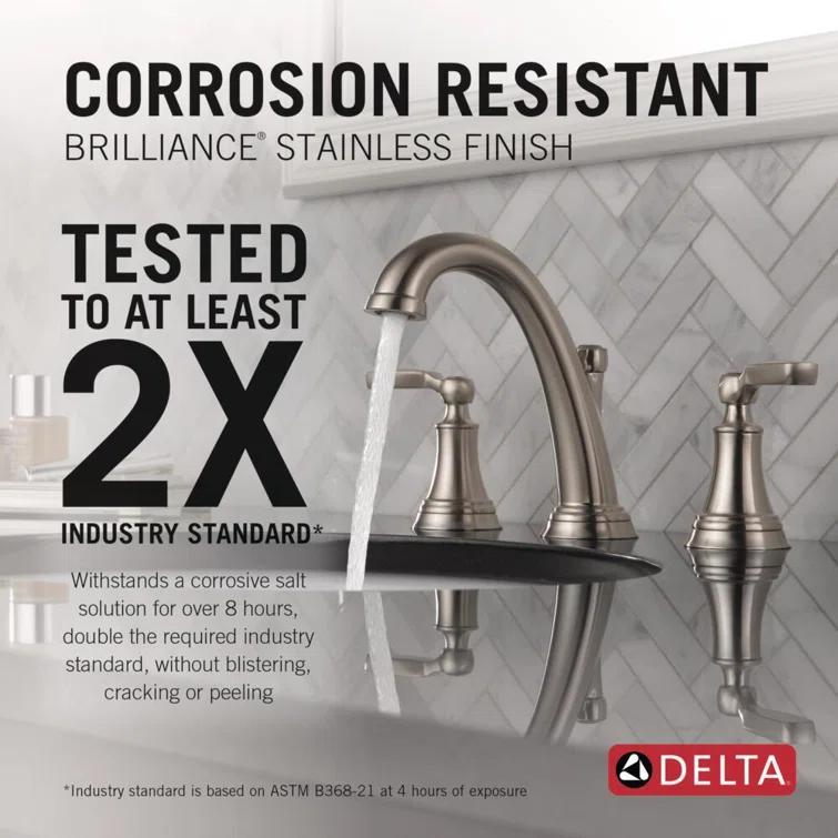 Woodhurst Widespread Bathroom Faucet 3 Hole, 2-handle Bathroom Sink Faucet with Drain Assembly