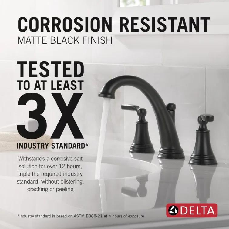 Woodhurst Widespread Bathroom Faucet 3 Hole, 2-handle Bathroom Sink Faucet with Drain Assembly
