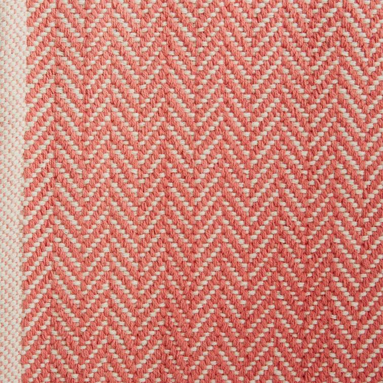 Herringbone Coral Handwoven Cotton Rug