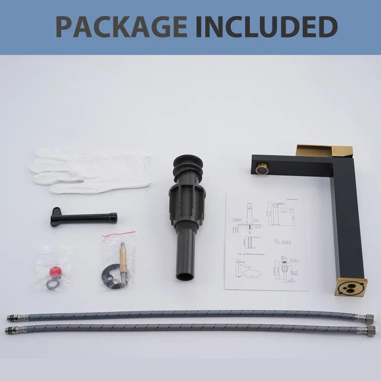 High Arc Single Handle Single Hole Bathroom Faucet With Drain Kit