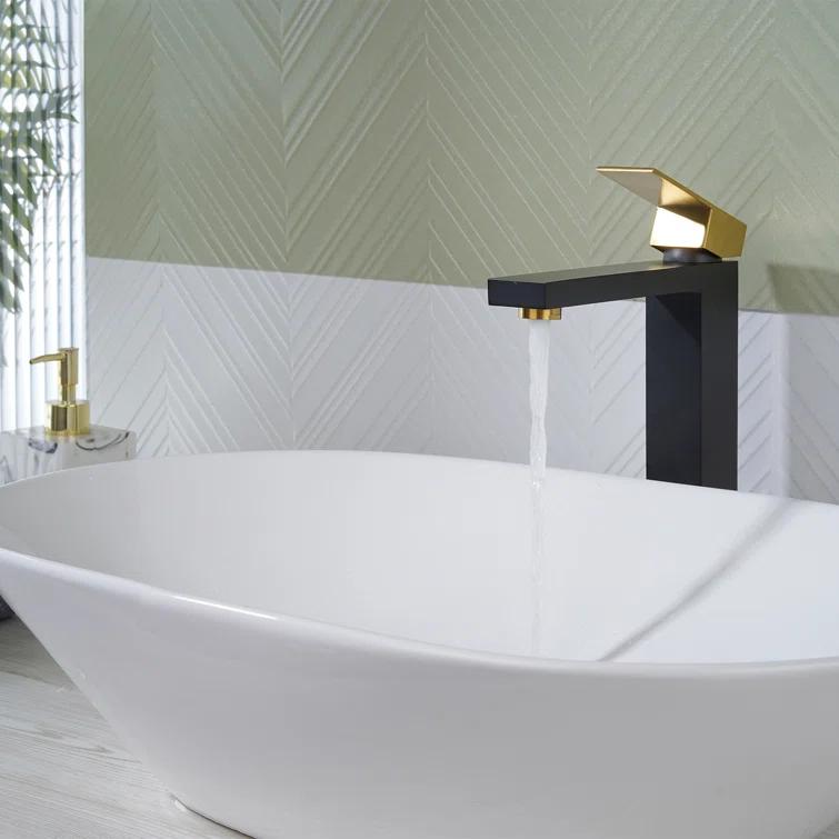 High Arc Single Handle Single Hole Bathroom Faucet With Drain Kit