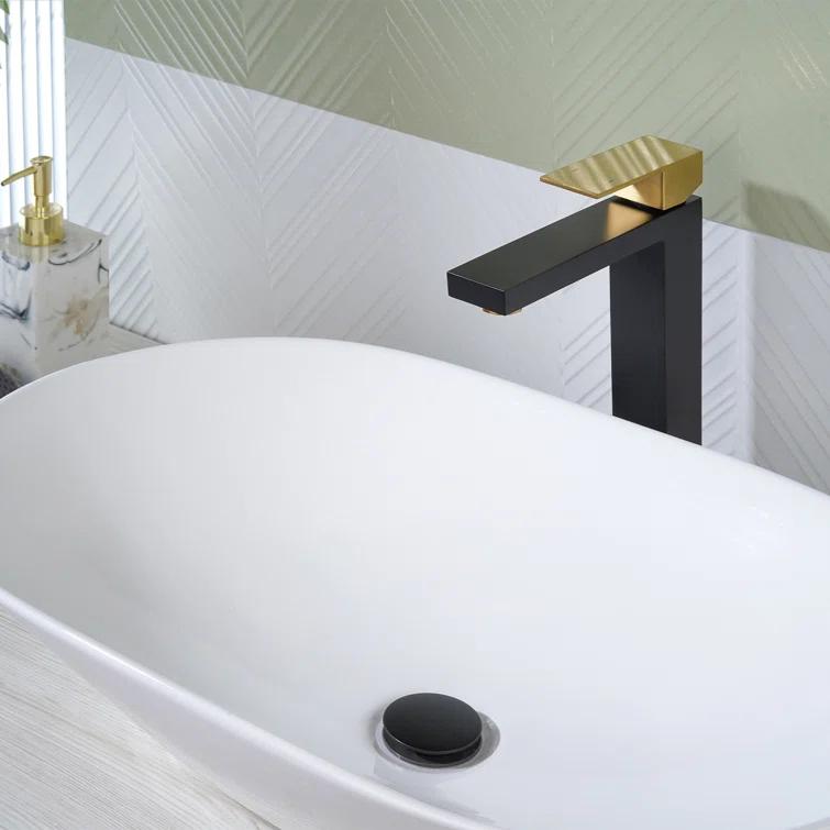 High Arc Single Handle Single Hole Bathroom Faucet With Drain Kit