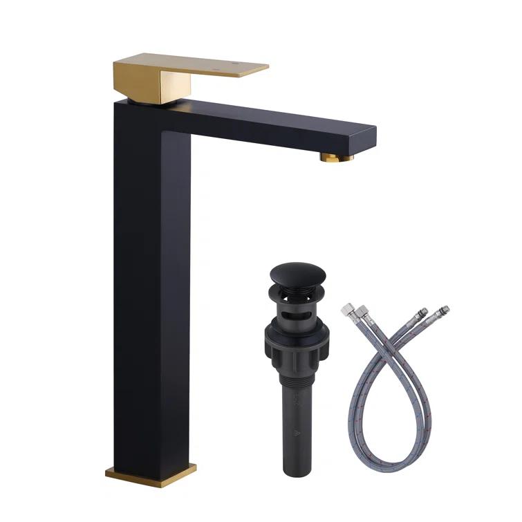 High Arc Single Handle Single Hole Bathroom Faucet With Drain Kit