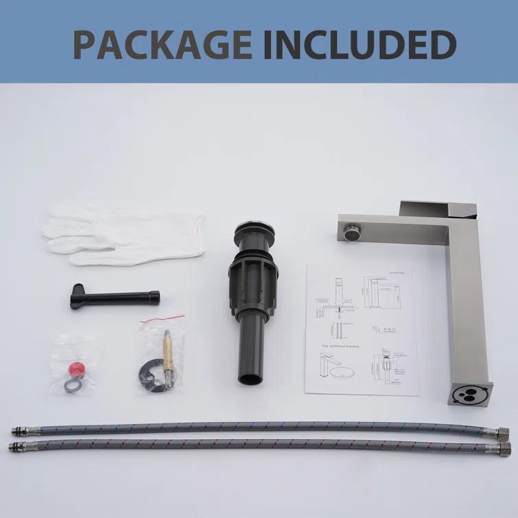 High Arc Single Handle Single Hole Bathroom Faucet With Drain Kit