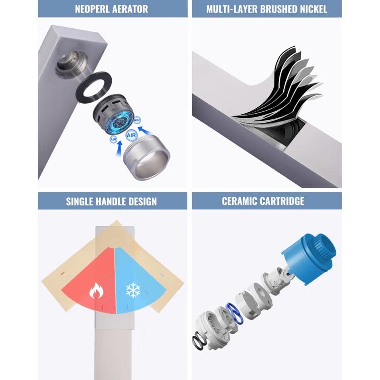 High Arc Single Handle Single Hole Bathroom Faucet With Drain Kit