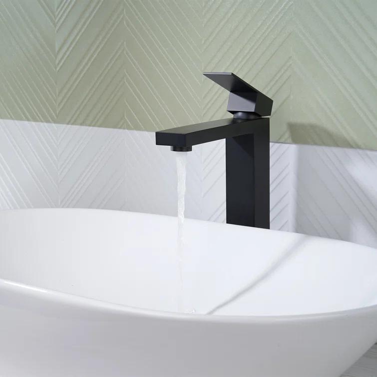 High Arc Single Handle Single Hole Bathroom Faucet With Drain Kit
