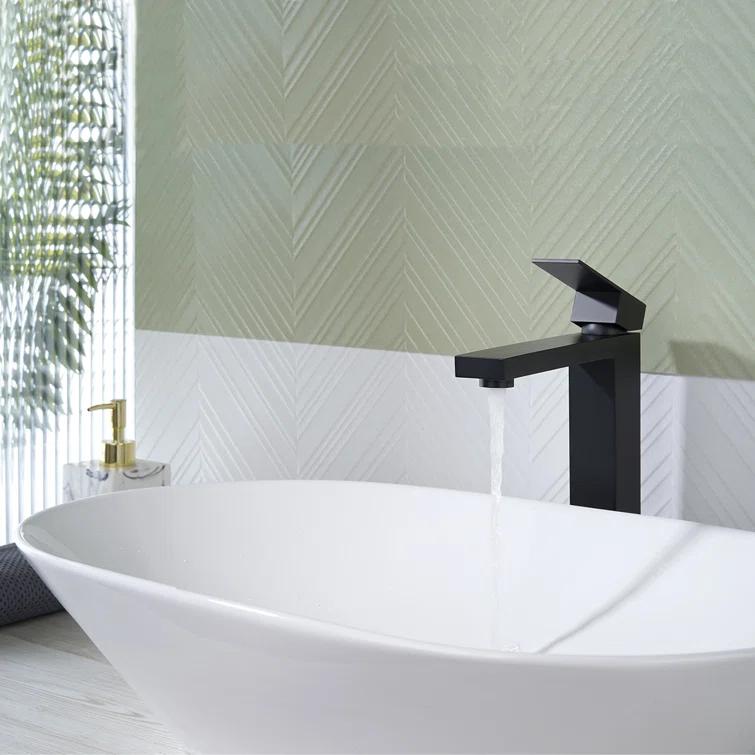 High Arc Single Handle Single Hole Bathroom Faucet With Drain Kit