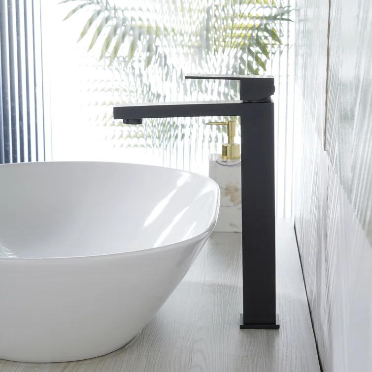 High Arc Single Handle Single Hole Bathroom Faucet With Drain Kit