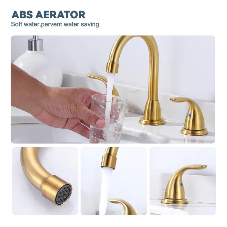8 Inch Widespread Double Handle Bathroom Faucet With Pop-Up Drain Kit