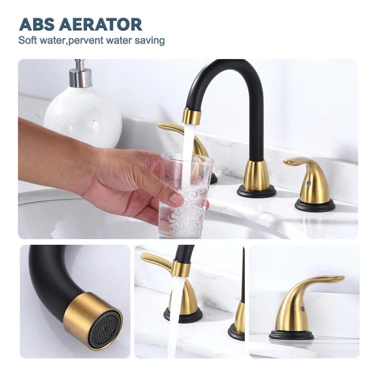 8 Inch Widespread Double Handle Bathroom Faucet With Pop-Up Drain Kit