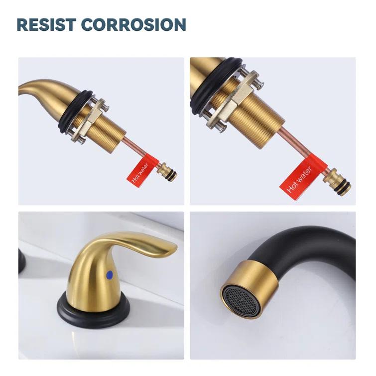 8 Inch Widespread Double Handle Bathroom Faucet With Pop-Up Drain Kit