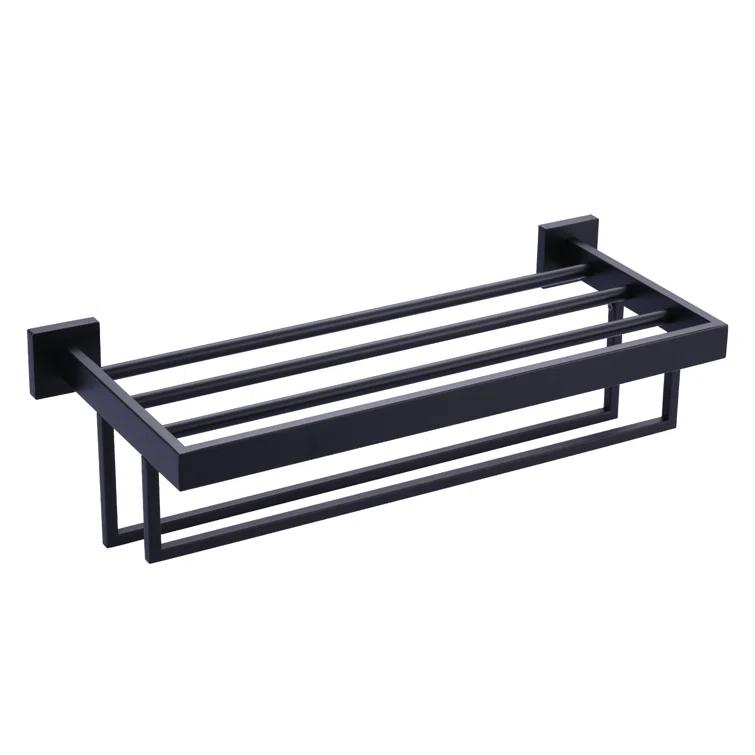 ARCORA AR5150101B-20 2-Tier Wall Mounted Stainless Steel Bathroom Towel Rack With 2 Towel Bars Square Rods