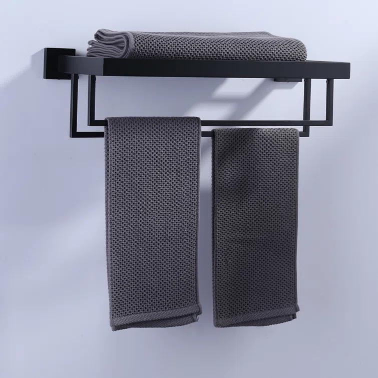 ARCORA AR5150101B-20 2-Tier Wall Mounted Stainless Steel Bathroom Towel Rack With 2 Towel Bars Square Rods