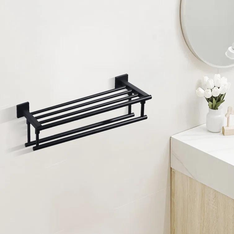 ARCORA 2-Tier 20" Wall Mounted Stainless Steel Bathroom Towel Rack With 2 Towel Bars Round Rods AR5150102B-20