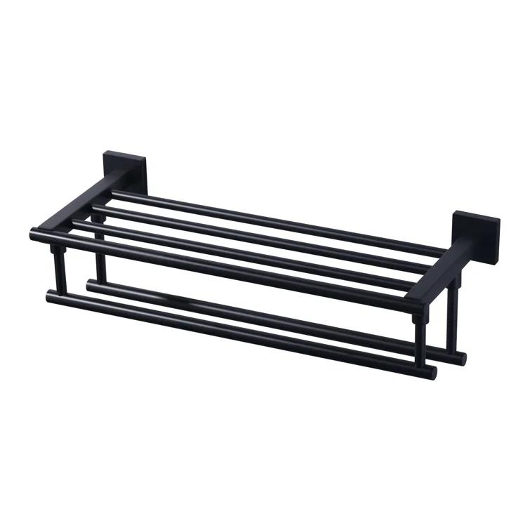 ARCORA 2-Tier 20" Wall Mounted Stainless Steel Bathroom Towel Rack With 2 Towel Bars Round Rods AR5150102B-20