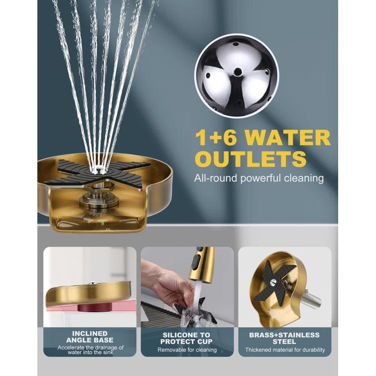 ARCORA Single Handle Stainless Steel Pull-Down Kitchen Faucet with Deckplate and Glass Rinser Combo