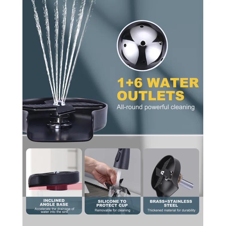 ARCORA Single Handle Stainless Steel Pull-Down Kitchen Faucet with Deckplate and Glass Rinser Combo