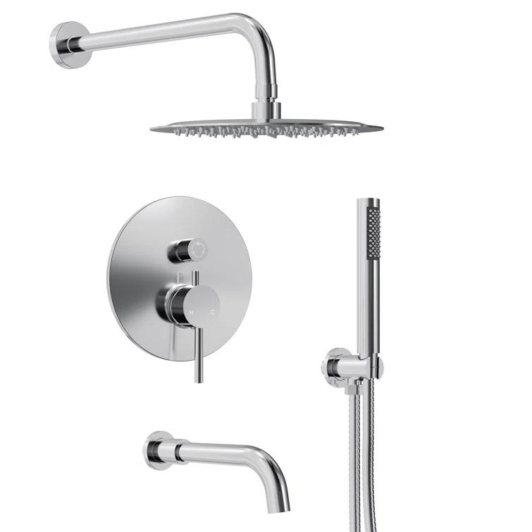 10-Inch High-Pressure Rainfall Shower System, Tub Faucet Set with Pressure Balanced Valve
