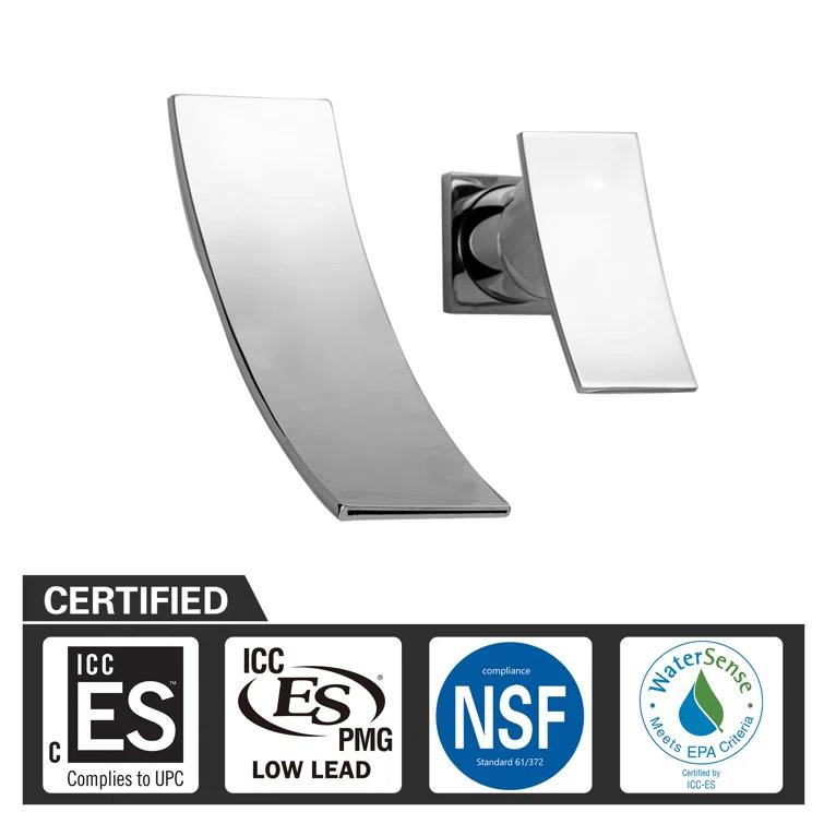 Wall Mount Bathroom Vanity Faucet, Waterfall Bathroom Faucet, Lavatory Faucet