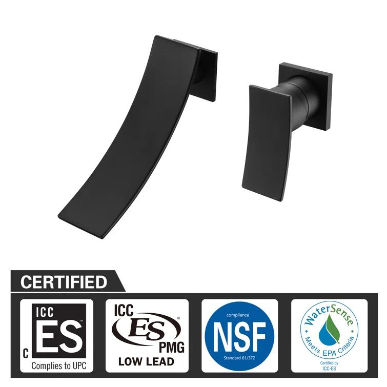 Wall Mount Bathroom Vanity Faucet, Waterfall Bathroom Faucet, Lavatory Faucet