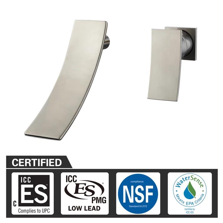 Wall Mount Bathroom Vanity Faucet, Waterfall Bathroom Faucet, Lavatory Faucet