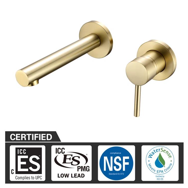 Bathroom Sink Faucet, Ssingle Handle Wall Mount Lavatory Faucet, Bathroom Vanity Faucet With Brass Rough-in Valve