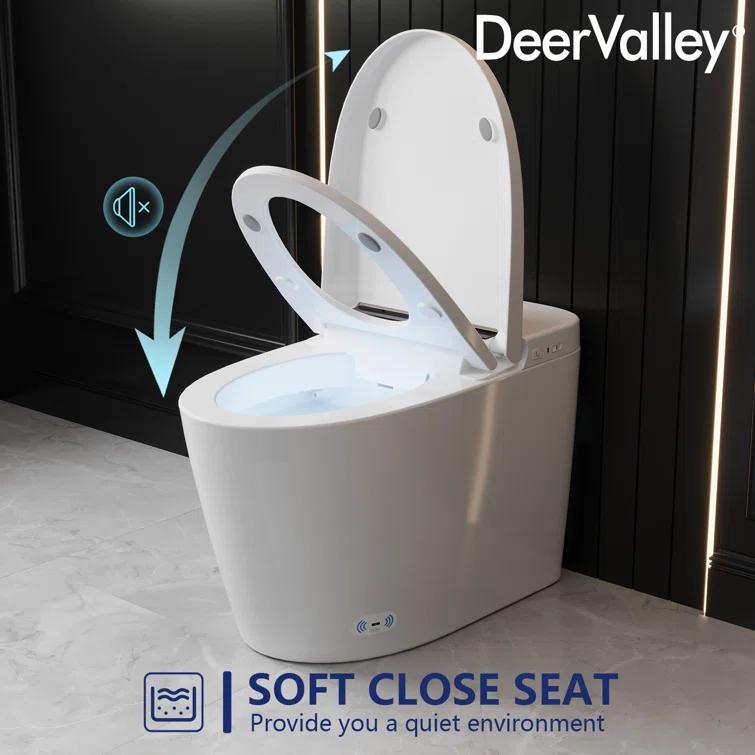 Deervalley Smart Bidet Toilet With LED Display,Auto Open & Close, Heated Seat, Warm Water, Remote Control, Premium
