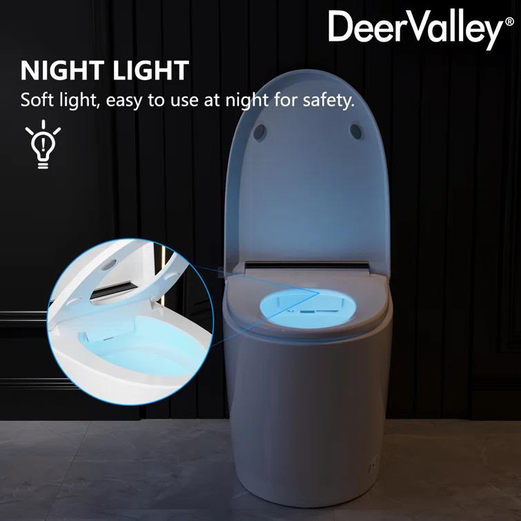 Deervalley Smart Bidet Toilet With LED Display,Auto Open & Close, Heated Seat, Warm Water, Remote Control, Premium